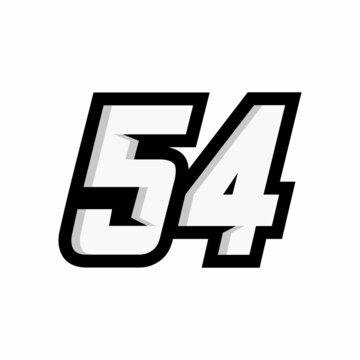 Racing number 54 logo on white background