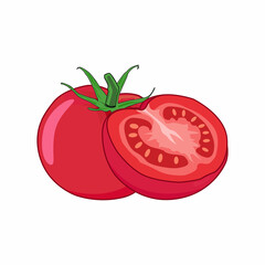 Red tomatoes and sliced red tomatoes vector graphics