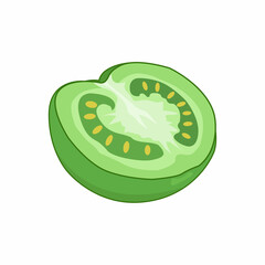 Half green tomato vector graphics