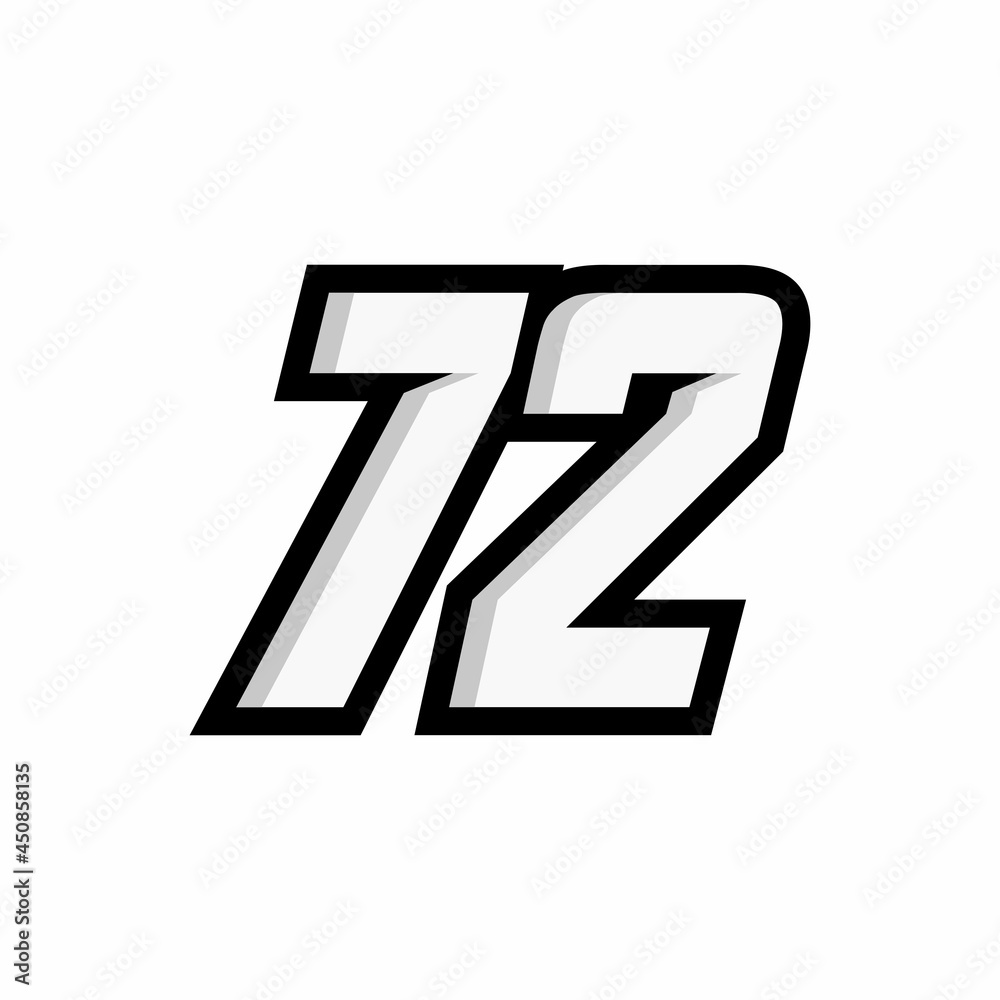 Wall mural racing number 72 logo on white background