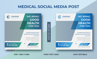 Medical healthcare social media post, Digital marketing web banner design