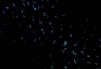 Dark blue, green vector pattern with gender elements.