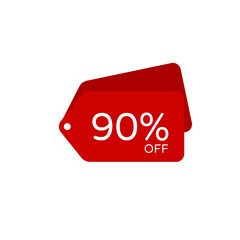 90 Percent Off, Discount Sign, Special offer price signs