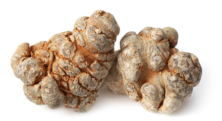 Dried notoginseng roots isolated on white background