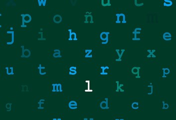 Light blue, green vector cover with english symbols.