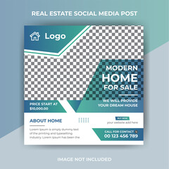 Modern Real estate home for sale instagram post or flyer square social media post template	

