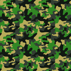 Fototapeta premium Camouflage texture seamless pattern. Abstract modern military camo endless background for fabric and fashion textile print. Vector illustration.