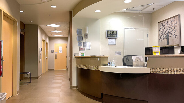 A Piedmont Hospital Reception Desk For Outpatient Surgery In Atlanta, GA.