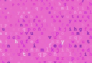 Light pink vector layout with latin alphabet.
