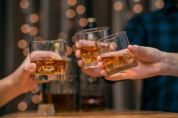 Celebrate whiskey on a friendly party in  restaurant