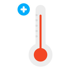 A temperature indicator with plus sign, flat design of add temperature