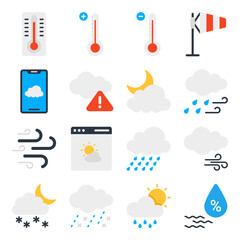 Pack of Weather and Meteorology Flat Icons