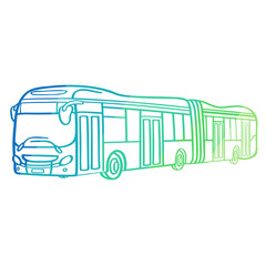 Modern articulated low-floor city  bus. A battery electric bus. 