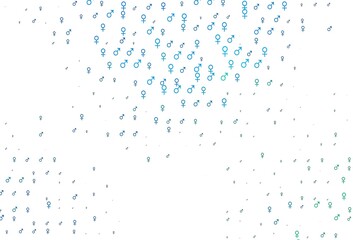 Light blue, green vector pattern with gender elements.