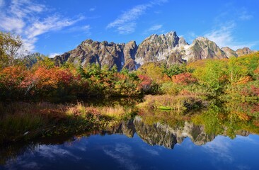 Naklejka premium 紅葉の裏剱 仙人池