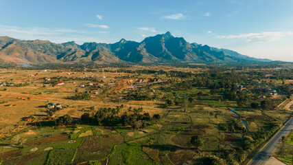 Fototapeta na wymiar Aerial view of Morogoro town