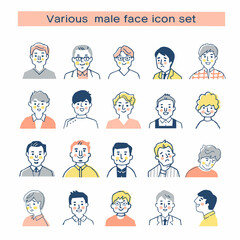 さまざまな表情の男性　バストアップ　セット