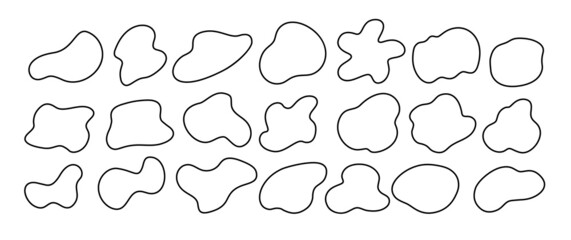 Fototapeta premium Vector set of line art liquid curve shapes