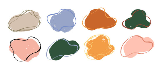 Vector set of hand drawn color grunge shapes