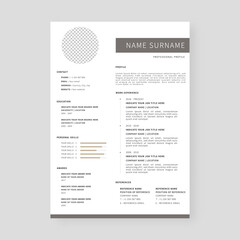 Resume template. Professional resume template design. Template design. Vector illustration.
