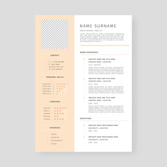 Resume template. Professional resume template design. Template design. Vector illustration.