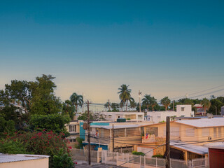 Residential area near Ocean Park in San Juan, during the sunset. streets