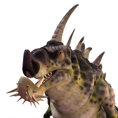 3d-illustration of an isolated dinosaur centipede fantasy creature