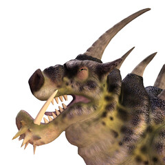 3d-illustration of an isolated dinosaur centipede fantasy creature