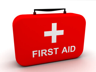 3d rendering first aid box with pills