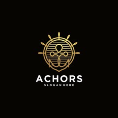 Anchor technology logo icon design template, business symbol or sign. anchor technology vector, navy ship anchor template design logotype