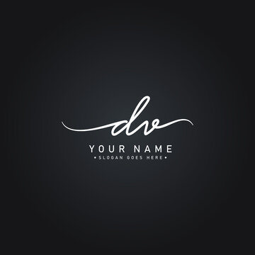 Initial Letter DV Logo - Handwritten Signature Logo