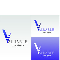 Premium line and V vector icon in the shape of the letter V o three color variations. Beautiful Logotype design for luxury corporate brand. Colorfull elegant identity design