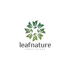 Organic leaf logo with rotating concept logo design, luxury leaf rotating cycle vector graphics, nature logo for beauty and spa