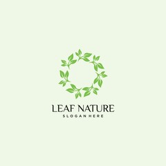 Organic leaf logo with rotating concept logo design, luxury leaf rotating cycle vector graphics, nature logo for beauty and spa