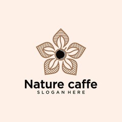 Coffee leaf logo vector set, nature logo logo design template abstract green leaf symbol for coffee shop in nature style, natural and organic coffee packaging with natural look
