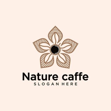 Coffee leaf logo vector set, nature logo logo design template abstract green leaf symbol for coffee shop in nature style, natural and organic coffee packaging with natural look