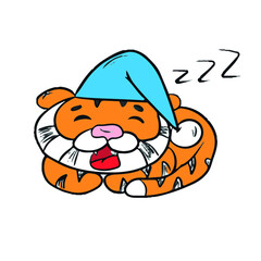 Vector design on a white isolated background for postcards, banners, stickers for social networks.Funny tiger