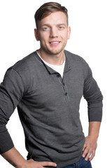 Close up portrait of handsome man posing isolated