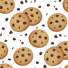 チョコチップクッキーのイラスト_シームレスパターン