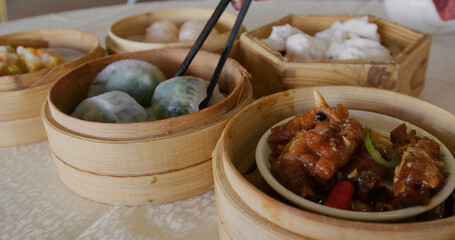 Chinese style dim sum in restaurant