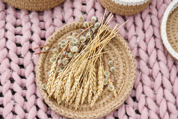 wicker basket on a light background