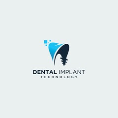Obraz premium Dental implant clinic technology logo design vector dental implant logo modern dental logo icon