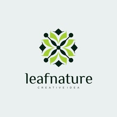 Organic leaf logo set with rotating cycle vector concept design luxury leaf Organic leaf logo design with rotating cycle concept luxury leaf rotating graphic