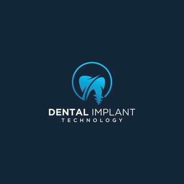 Dental implant clinic technology logo design vector dental implant logo modern dental logo icon