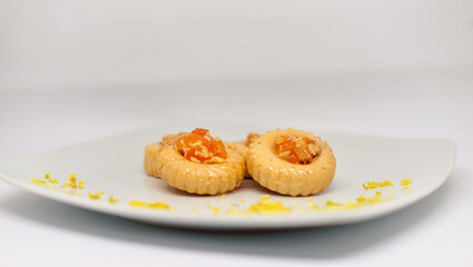 Ramadan sweets Moroccan traditional. Ramadan in Morocco. White background
