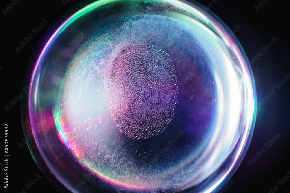 Poster beautiful abstract blue, purple colored fingerprint on background texture for design. macro photogra