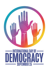 Fototapeta premium International Day of Democracy. September 15. Holiday concept. Template for background, banner, card, poster with text inscription. Vector EPS10 illustration.