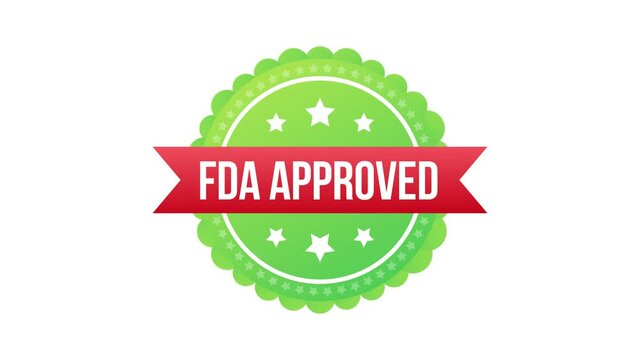FDA approved grunge rubber stamp on white background. Motion graphics.