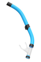 Blue snorkel for diving and swimming in the pool isolated on a white background