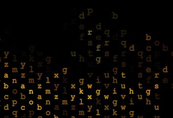 Dark yellow, orange vector pattern with ABC symbols.